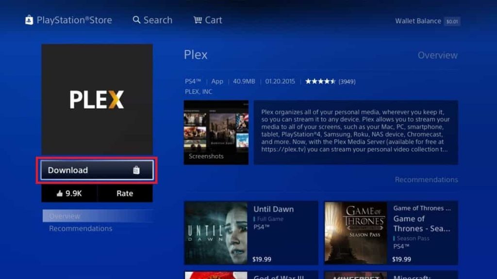 Download Plex on PS4