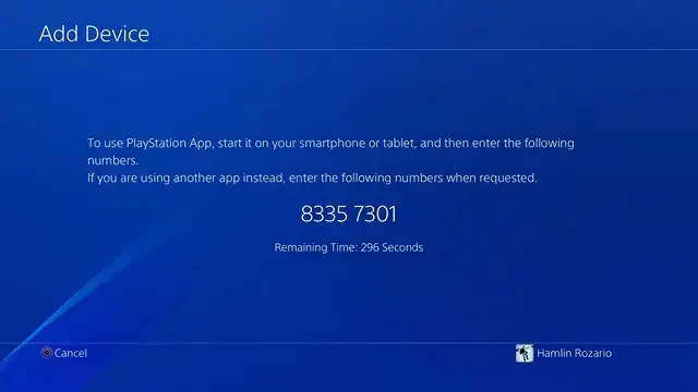 Note down the code displayed on your PS4 screen