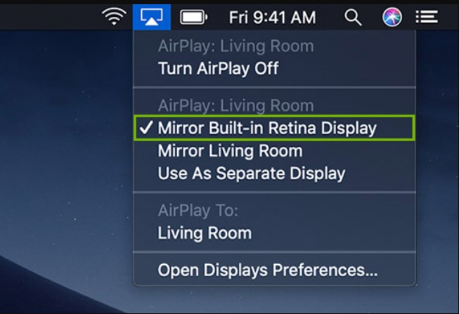 Screen mirroring from Mac to Apple TV