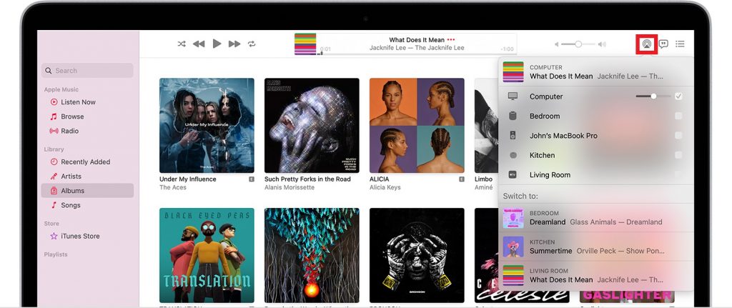 AirPlay icon on Apple Music Mac
