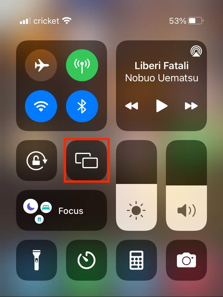 Tap on screen mirroring option to AirPlay Facebook