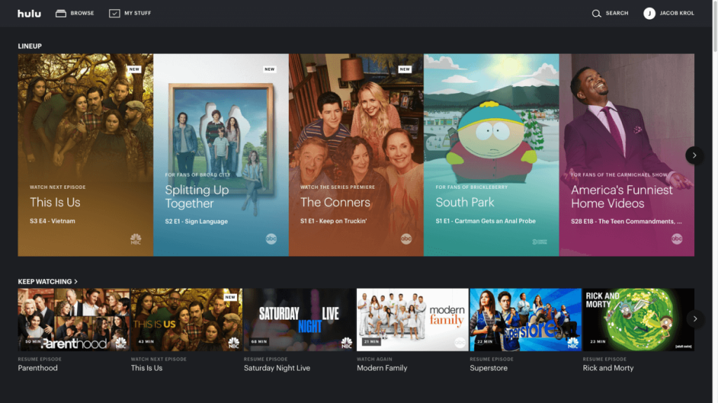 Hulu website library