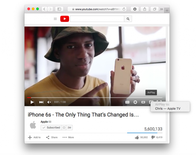 AirPlay icon on YouTube