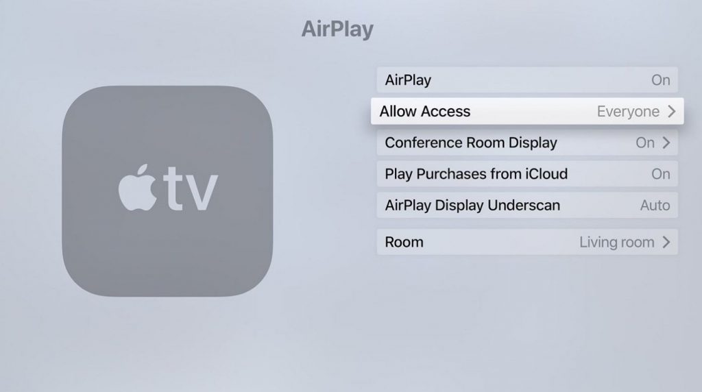 Enabling AirPlay on Apple TV