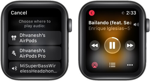 Choose where to play audio on Apple Watch