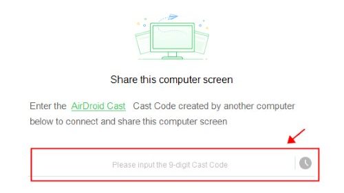 Enter Cast Code to connect PC with Mac