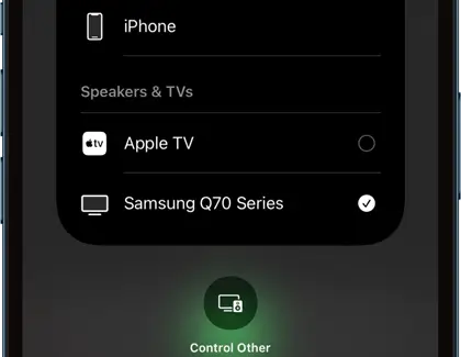 Select Samsung TV to AirPlay