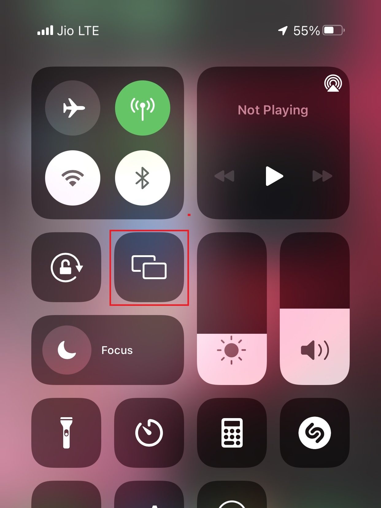Tap on the Screen Mirroring icon from the iOS control panel