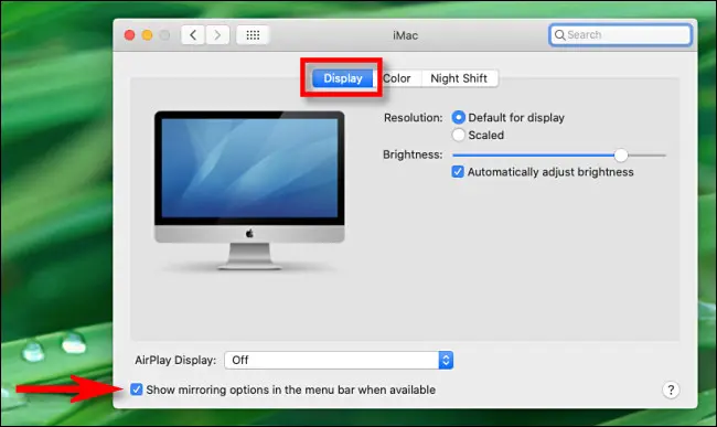 Display tab on Mac
