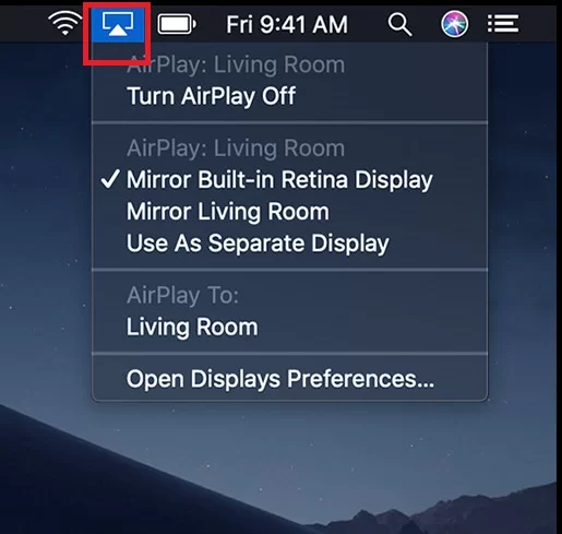 AirPlay icon on Mac
