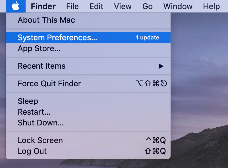 Apple menu System Preferences