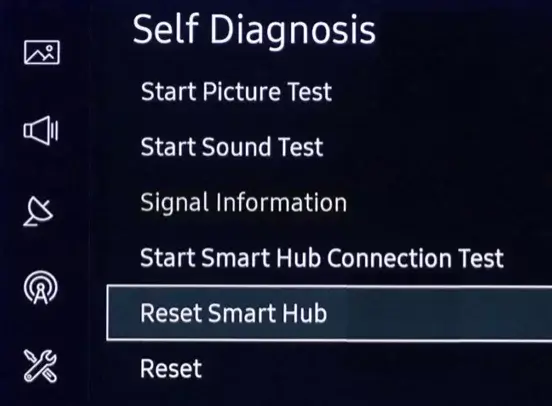 Reset Samsung Smart Hub on TV, if Airplay is not working on Samsung TV