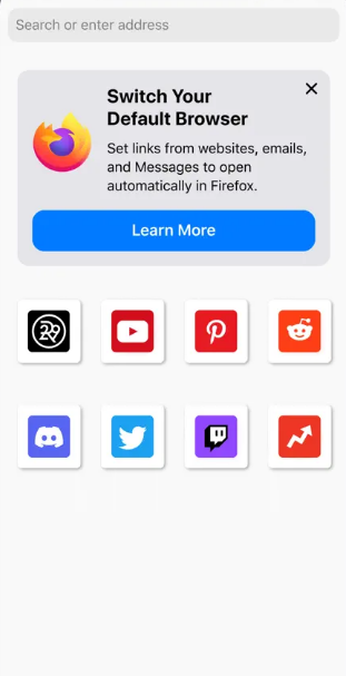 Firefox browser on iPhone