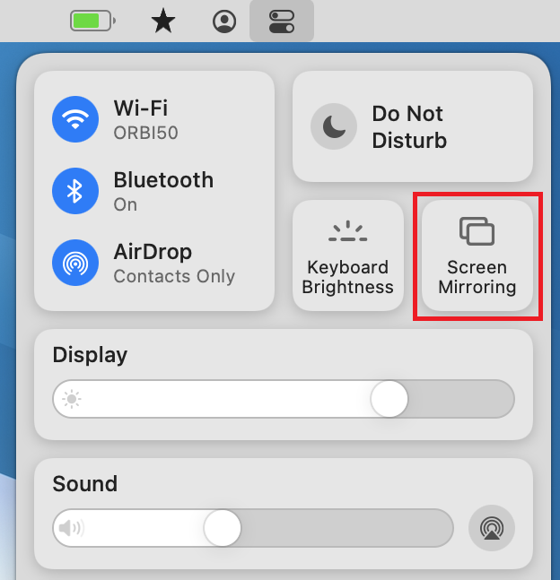 Screen Mirroring option on Mac