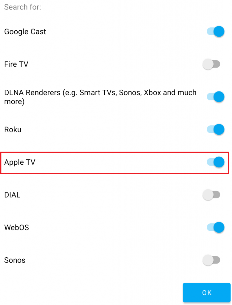 Enable Apple TV for discovery