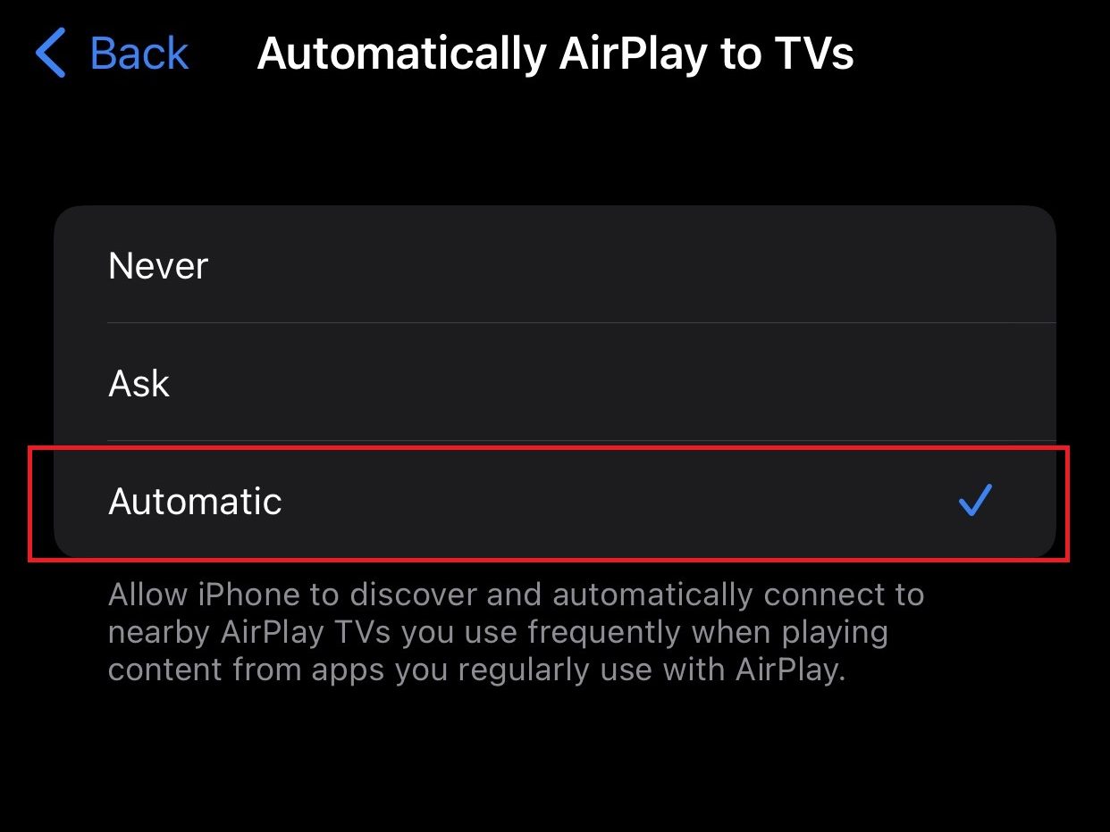 Choose Automatic