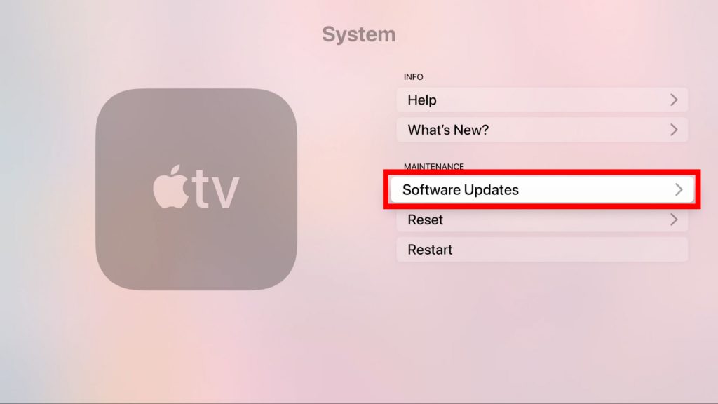 Software Update On Apple TV to resolve AirPlay icon missing issue