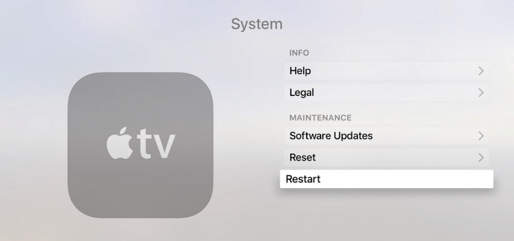 Restart Apple TV