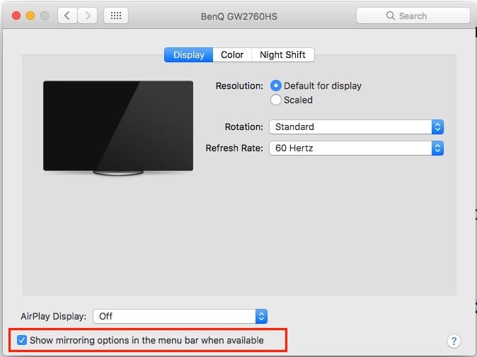 AirPlay icon enable on Mac