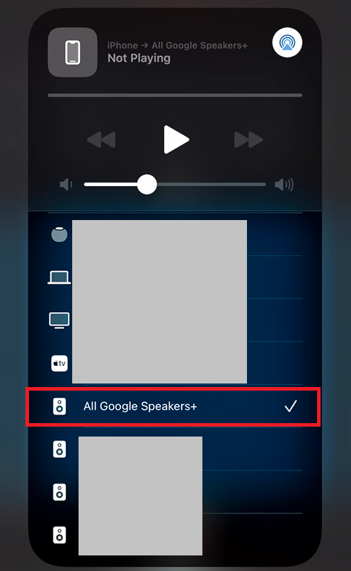 tap on All Google Speakers to Airplay to Google Home