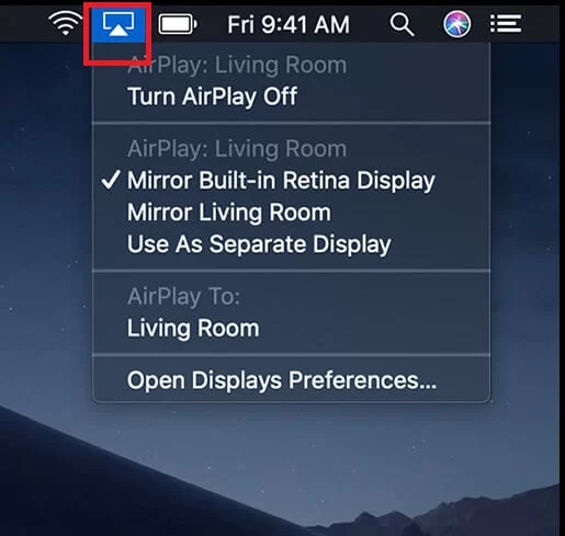 Select the AirPlay icon to AirPlay Xfinity Stream