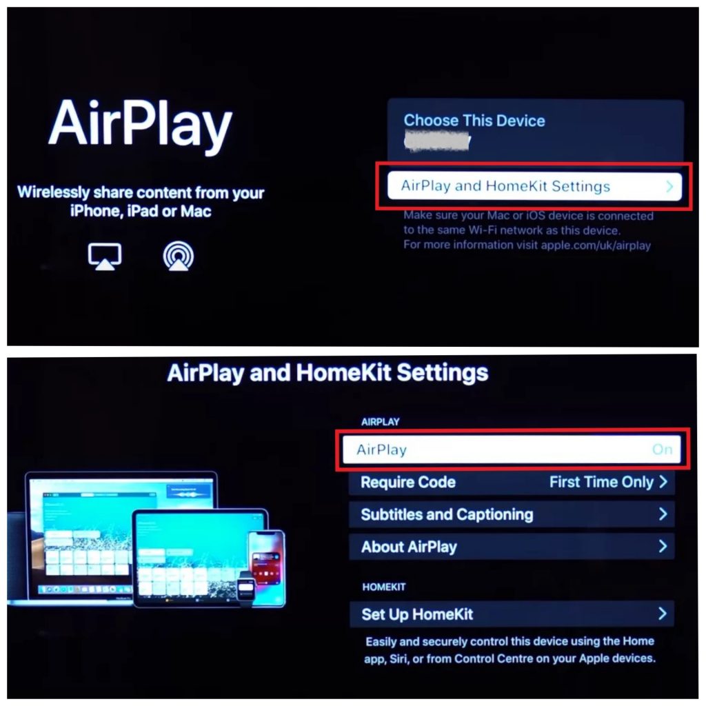 Turn ON AirPlay on other compatible Smart TVs