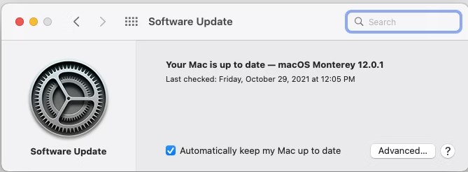Check software update on Mac