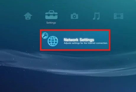Choose Network Settings under Settings to AirPlay on PS3 