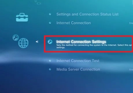 Connect PS3 to internet through Internet Connection Settings