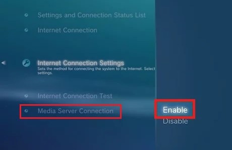 Enable Media Server Connection to AirPlay on PS3