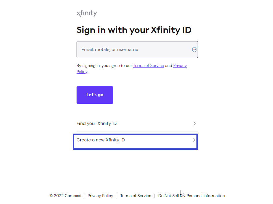 Create a Xfinity Account