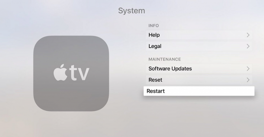 Restart Apple TV