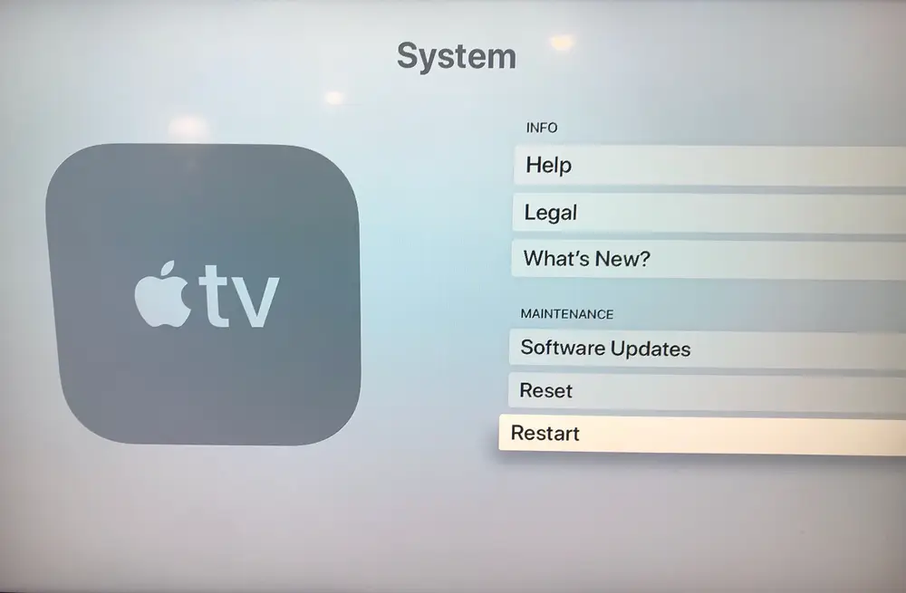Restart Apple TV to fix YouTube AirPlay not working issue