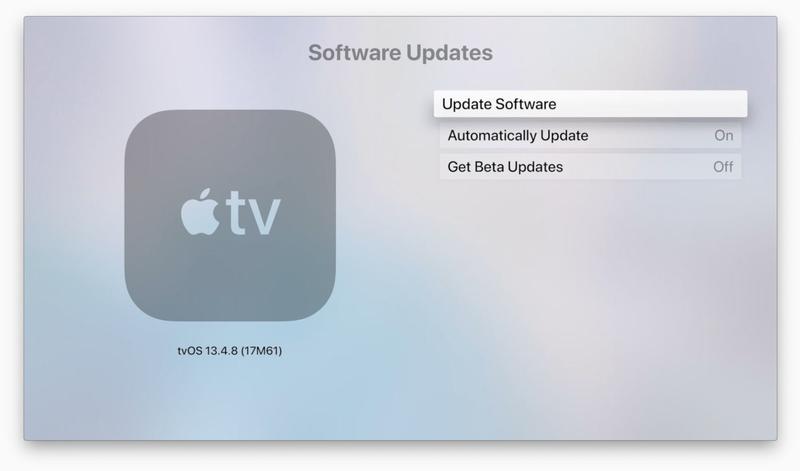 Update Software on Apple TV to fix YouTube not Working issue