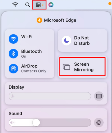 Control Center icon on Mac