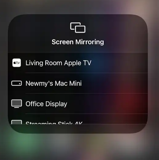 Select your TV to screen mirror