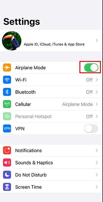 Turn OFF the Airplane mode 