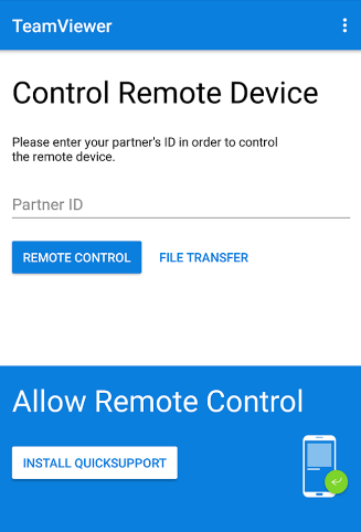 Enter partner ID to remote control on TeamViewer