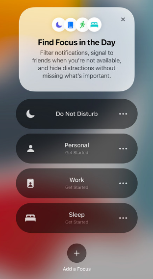 Focus mode options on iPhone