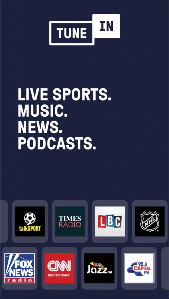 Launch TuneIn Radio app on your iPhone