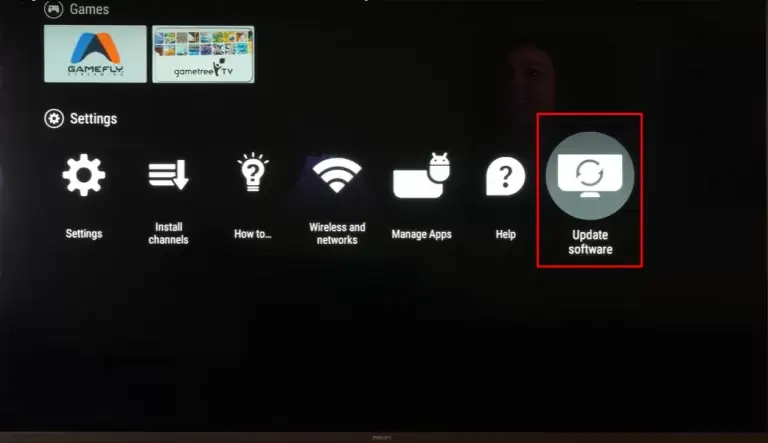Select Update software on your Philips TV to fix Screen Mirroring Not Working Issue