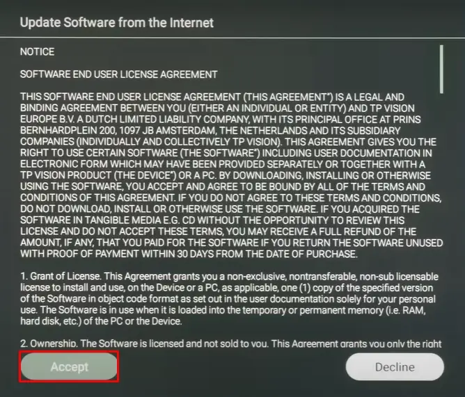 Accept the terms and conditions