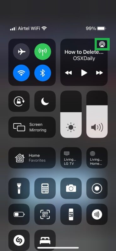 Tap the AirPlay icon
