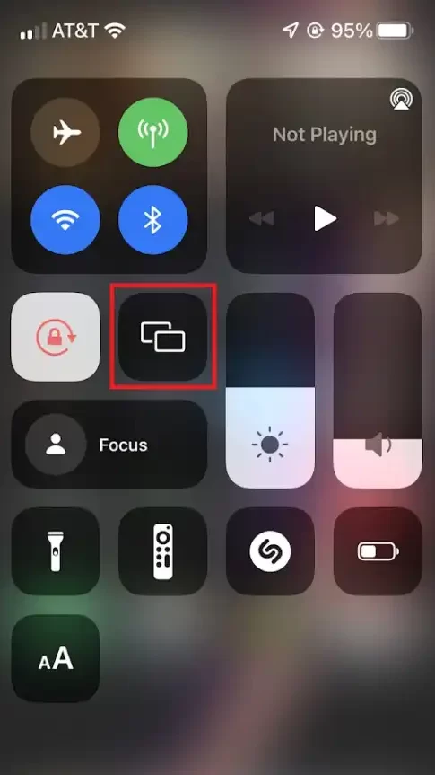 Select Screen Mirroring option on iOS