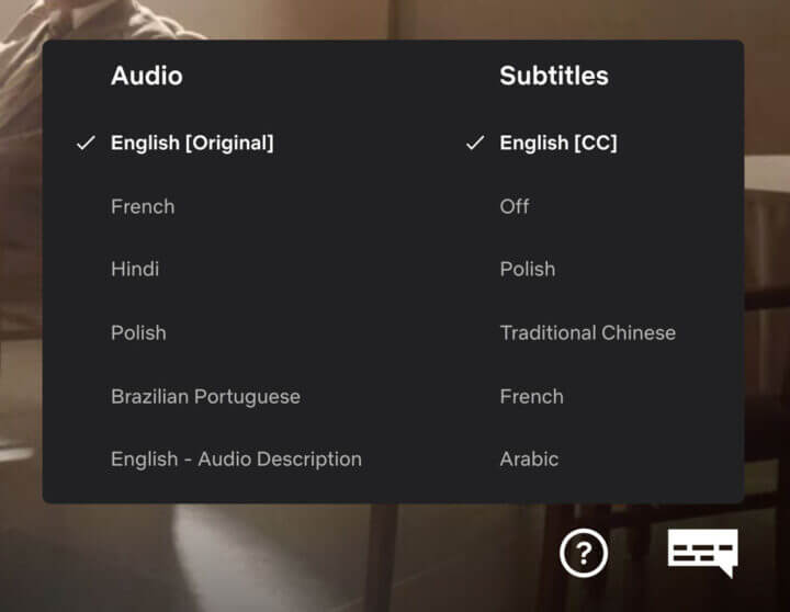 Choose your preferred subtitling language