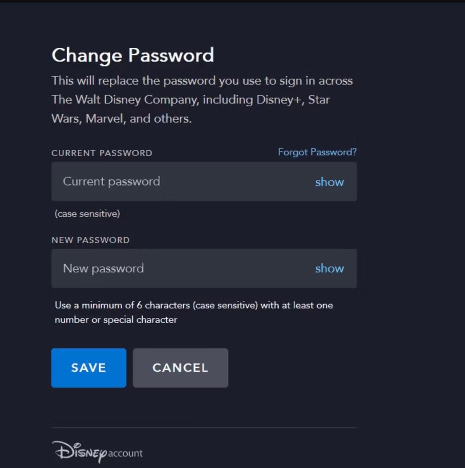 Disney Plus AirPlay Not Working change password
