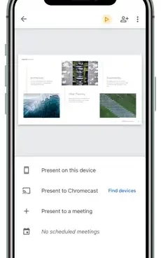 Launch Google Slides app on your iPhone to AirPlay presentation