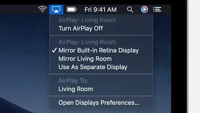 Turn on AirPlay option on Mac to AirPlay Google Slides