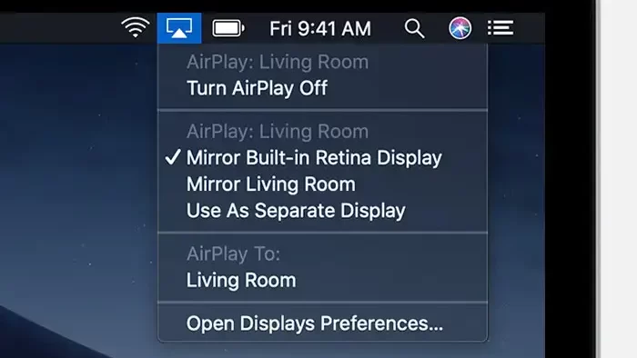 Turn on AirPlay on Mac to AirPlay STARZ on TV