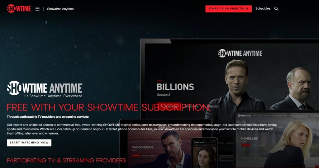 Visit Showtime Anytime website on Mac